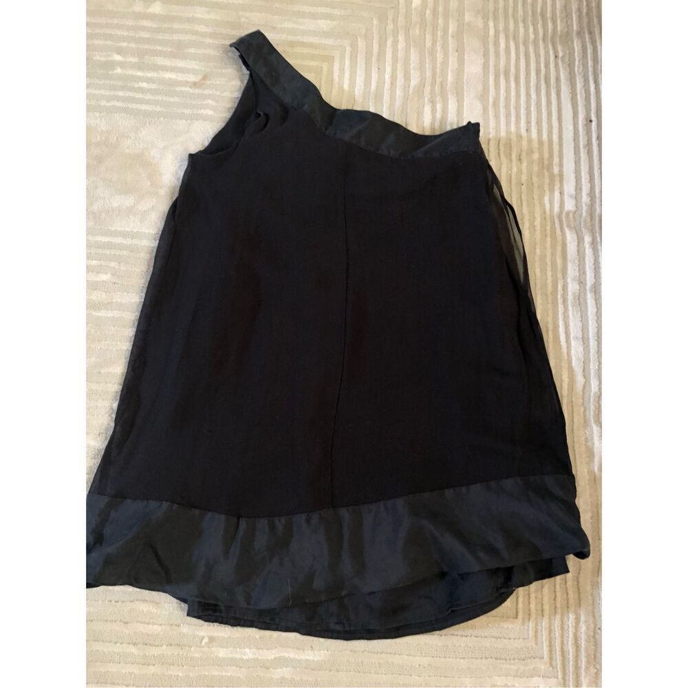 Bebe Black Silk One Shoulder Dress Embellished Neck Size S - Picture 4 of 11